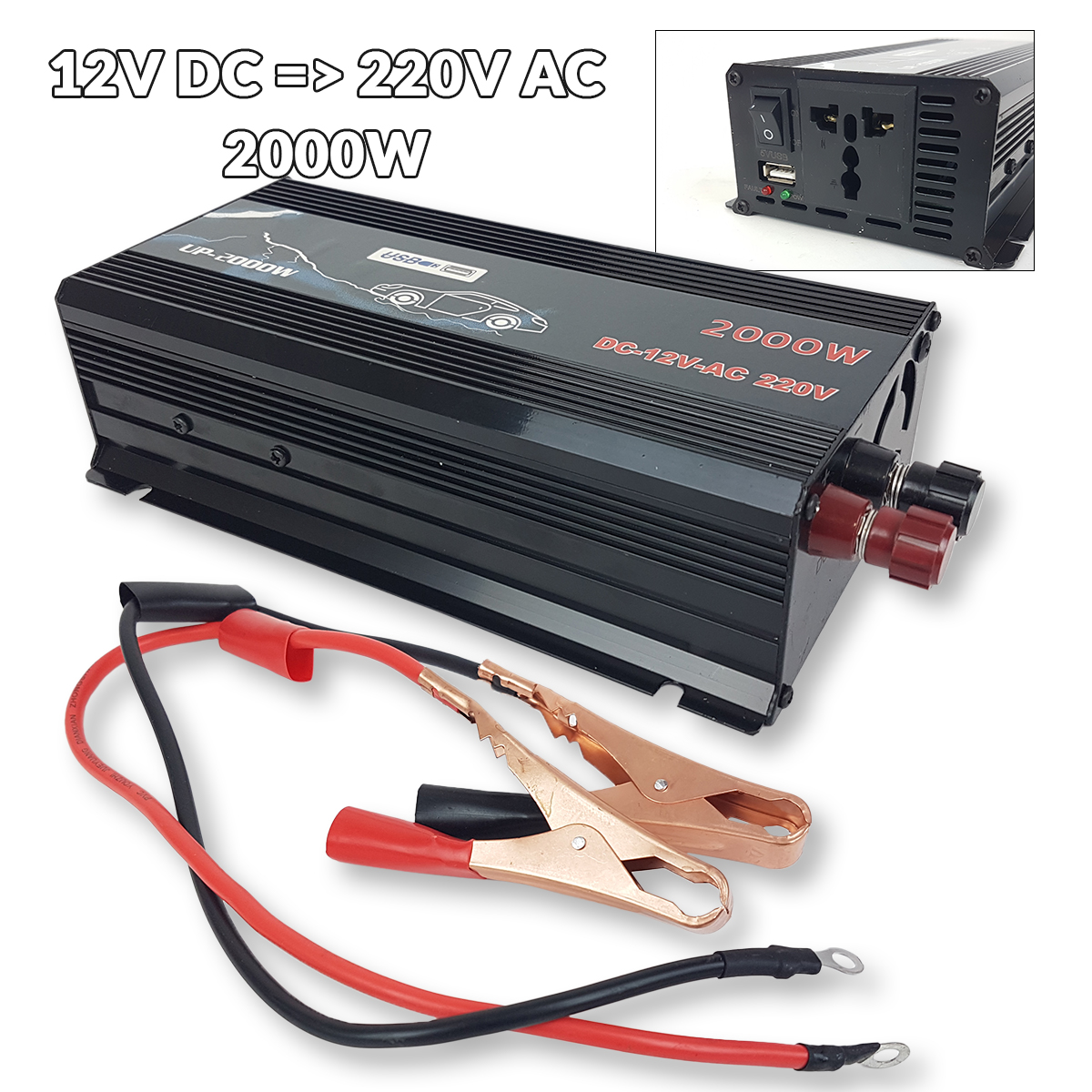 Inverter 12V na 220V - 2000W Front 1