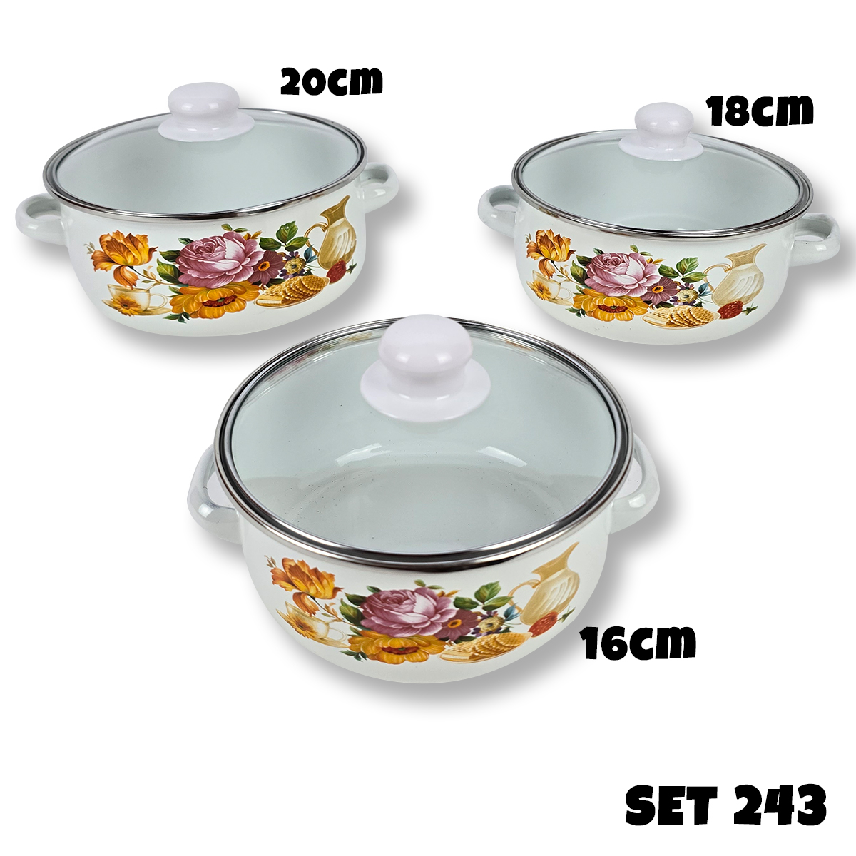 Set emajliranog posuđa - 6 dijelni set Cvijeće 243 Front 1