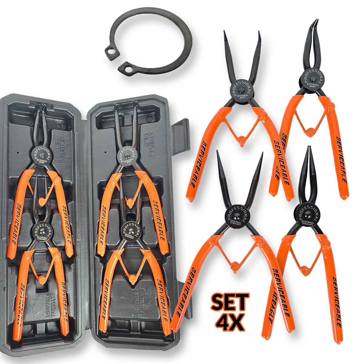 Seger kliješta 4x - 2 ravna i 2 zakrivljena G292 Front 1 a