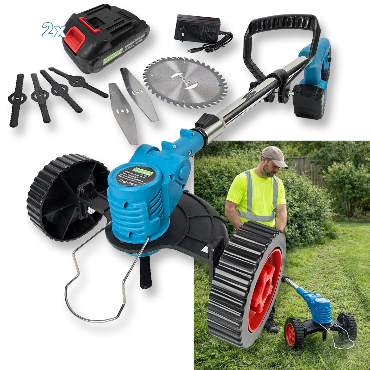 Aku trimer za travu sa kotačima GK013 Front 1