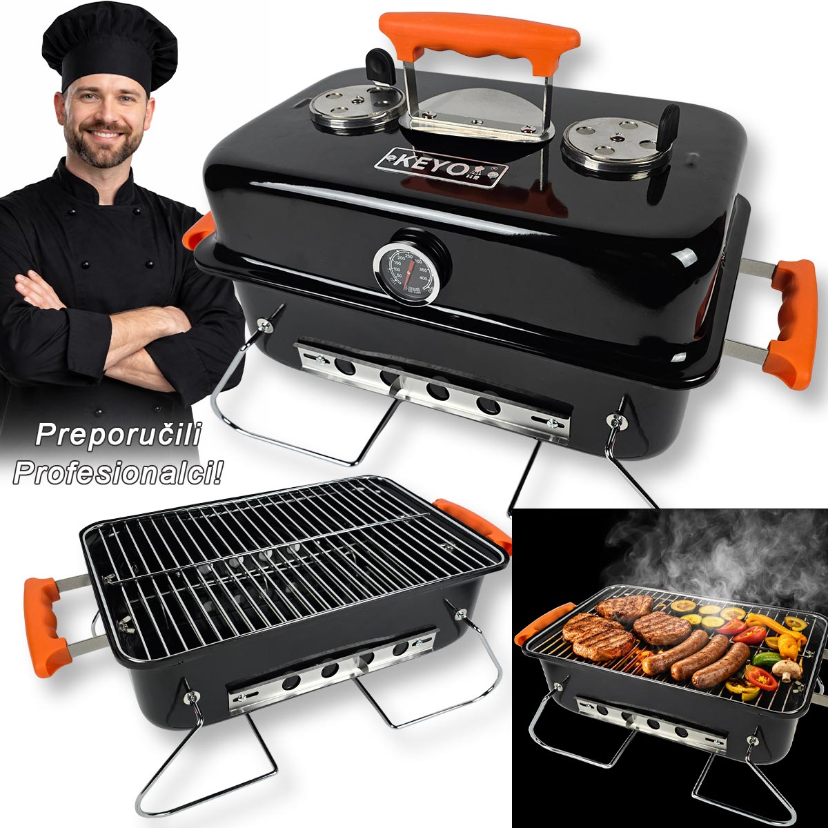 Prijenosni roštilj - PRO model G731 Front 1