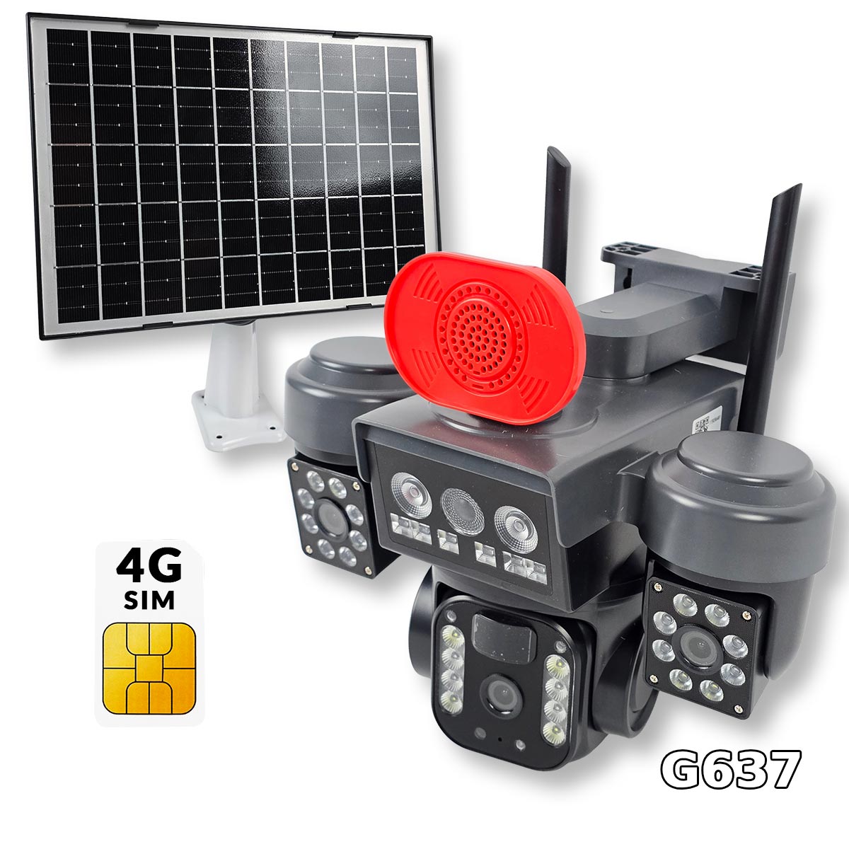 4G solarna kamera 4u1 sa sirenom G637 Front 1