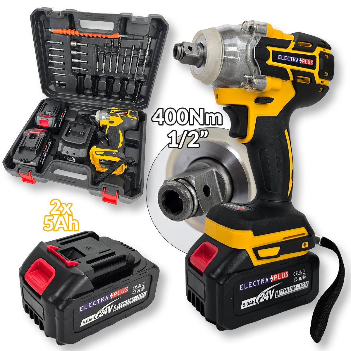 Aku udarni odvijač 400Nm sa setom alata EL012 Front 1