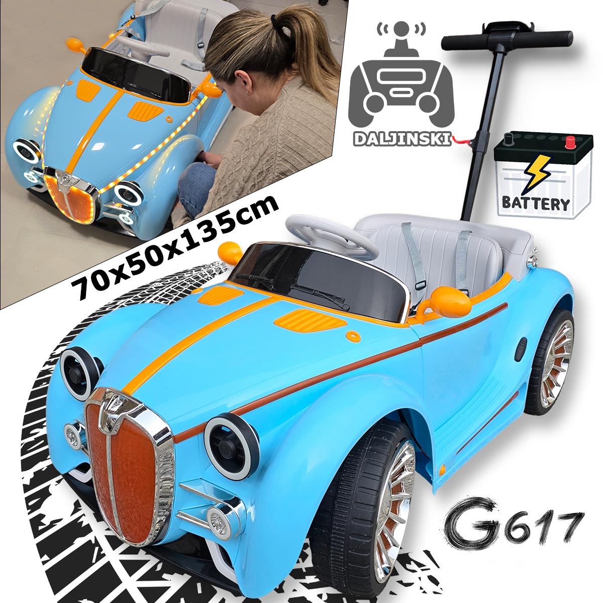 Retro auto na akumulator s daljinskim upravljačem G617 Front 1