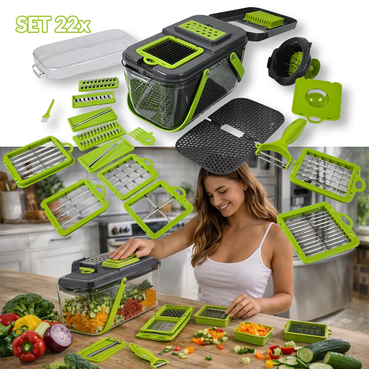 Ribež i sjeckalo za povrće - 22 dijelni set G687 Front 1