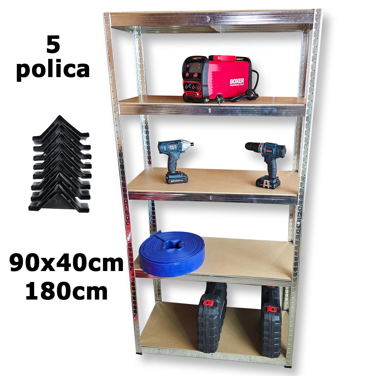 Metalni regal za teški teret - 5 polica GK041 Front 1