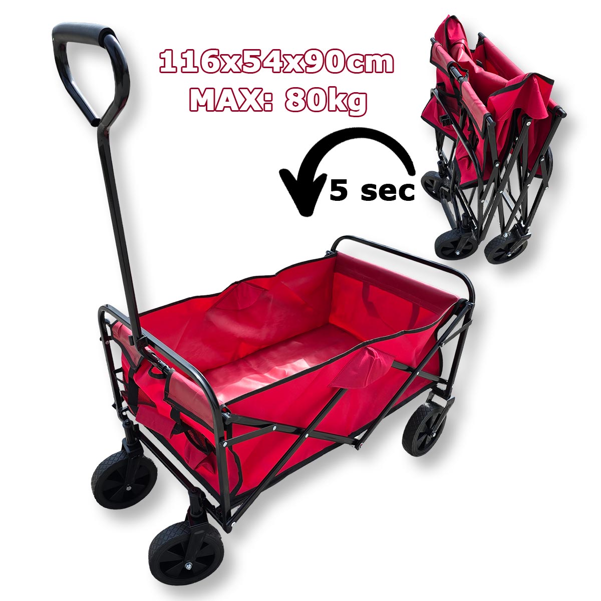 Sklopiva transportna kolica 80kg GK039 Front 1