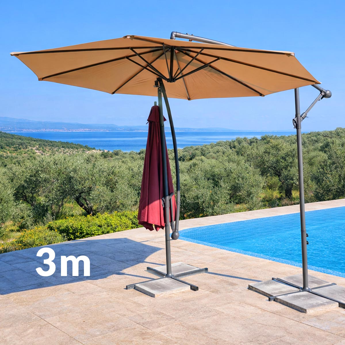 Vrtni suncobran 3m G652 - Khaki Front 1