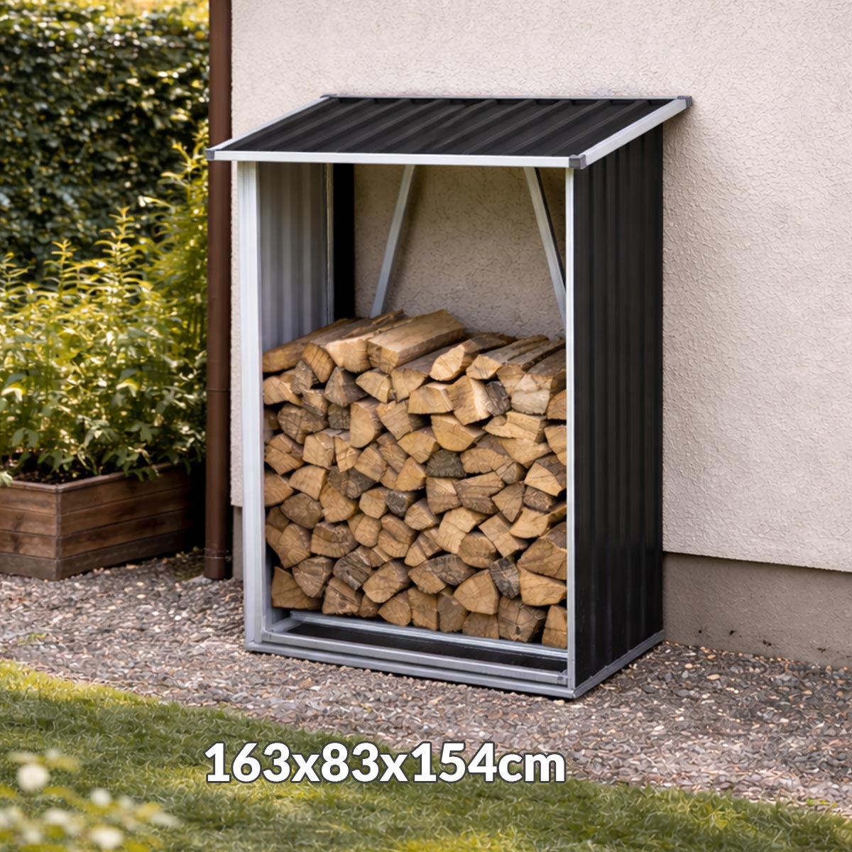 Vrtna metalna kućica za drva WST001 Front 1