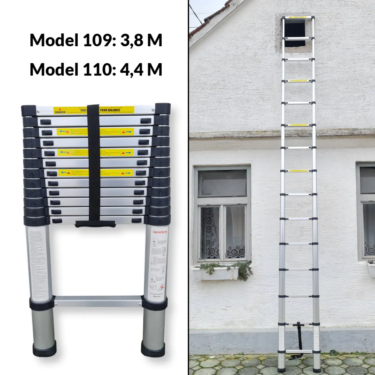 Sklopive teleskopske alu ljestve 2 modela GK 109 i 110