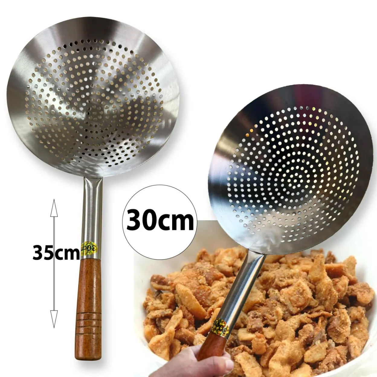 Inox cjedilo za čvarke - 30cm G199