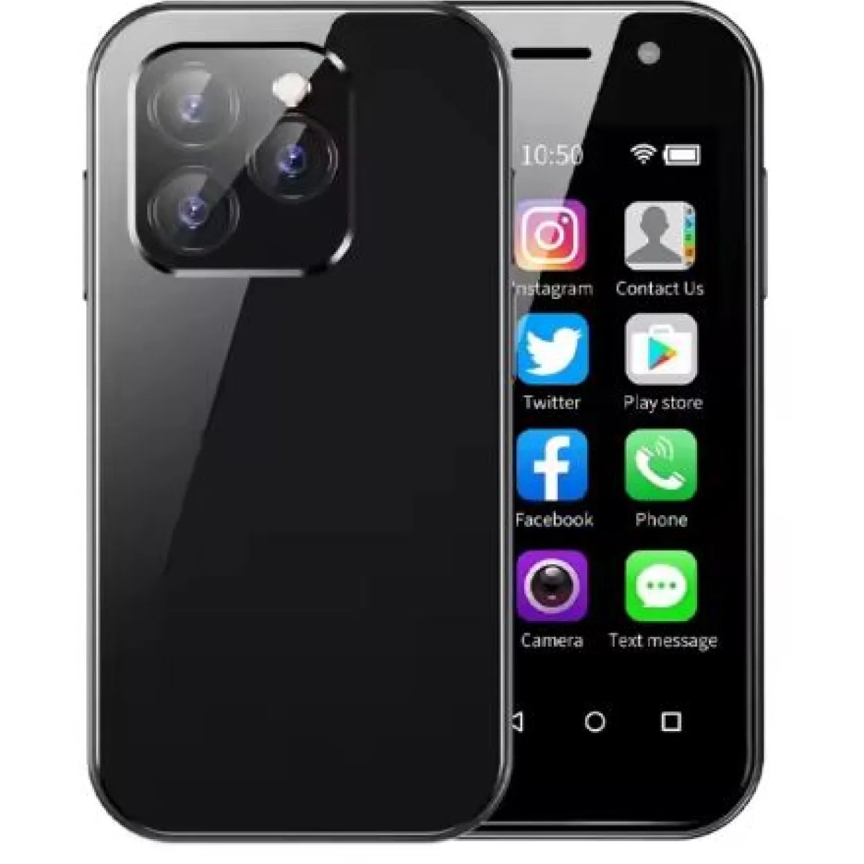 SOYES mini telefon, prednja i stražnja strana