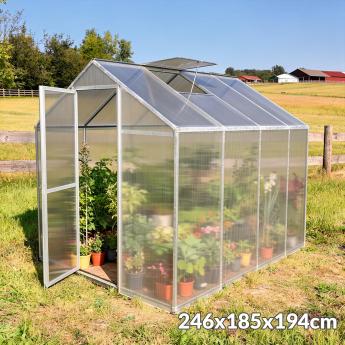 Vrtni staklenik od aluminija 246x185x194cm GHX0806 Front 1