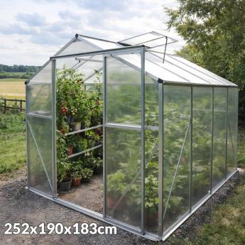 Vrtni staklenik od aluminija 252x190x183cm GH0806 Front 1 (1)