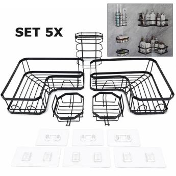 Set 5x metalnih polica za kupaonu Front 1